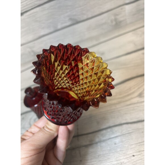 2 Vintage Diamond Cut Votive Candle Holders Peg Sconce Ruby Red Glass Read - Picture 10 of 10